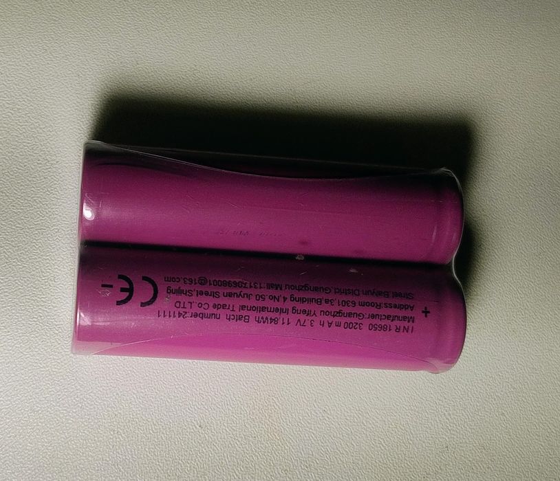 Акумулятори INR 18650, 3200 мАh, 3,7  V, 11,84 Wh.