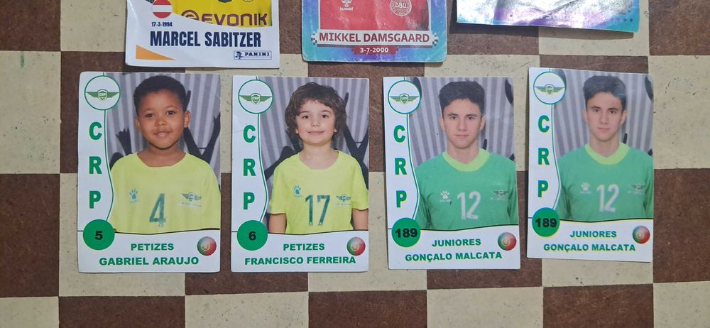 Conjunto lote cartas cromos futebol