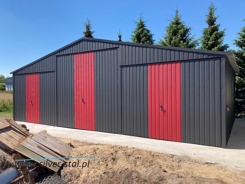 Garaż blaszany dwuspadowy 9x6 9x5 blaszak wiata blaszaki Silver-Stal