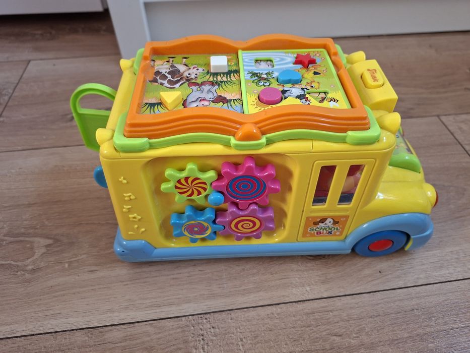 Autobus zabawka interaktywny edukacyjny świeci melodie książka