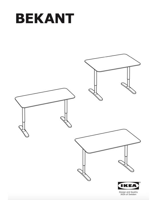 Biurko Bekant Ikea granatowy blat 160 x 80,5, wysokość regulowana