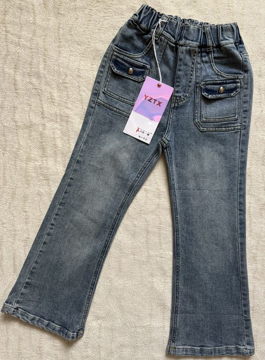 Джинси кльош для дівчинки 128-164 підліткові штани стрейч стильні