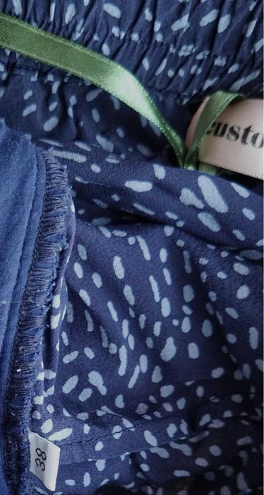 luźne wzorzyste spodnie JEDWAB jedwabne 100% silk CUSTOMMADE 38 40 M L