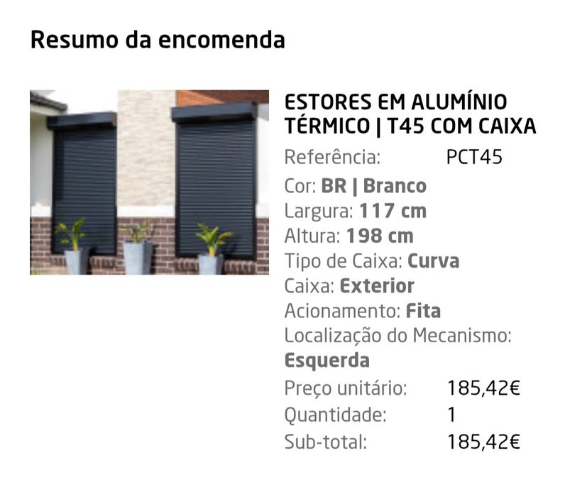 Persiana branca exterior térmico embalada com fatura