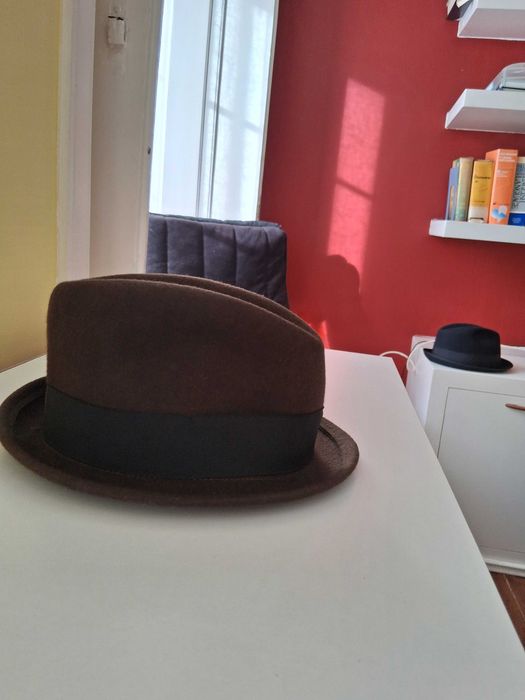 Chapéu castanho clássico de algodão