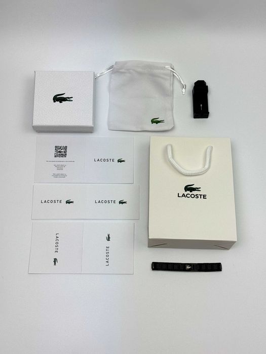 Браслет LACOSTE Лакост широкий сталевий браслет крокодил срібний сірий чорний