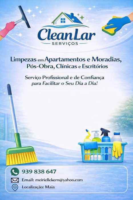 Serviços de Limpeza ao Domicílio, escritório e cliníca