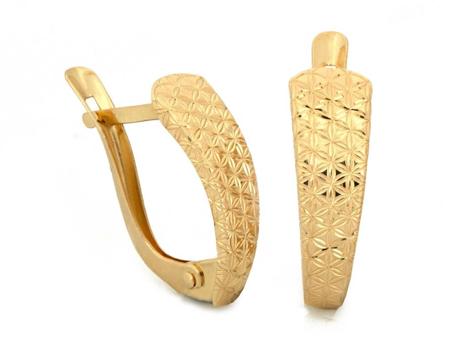 Złote kolczyki z diamentową powierzchnią PR 585