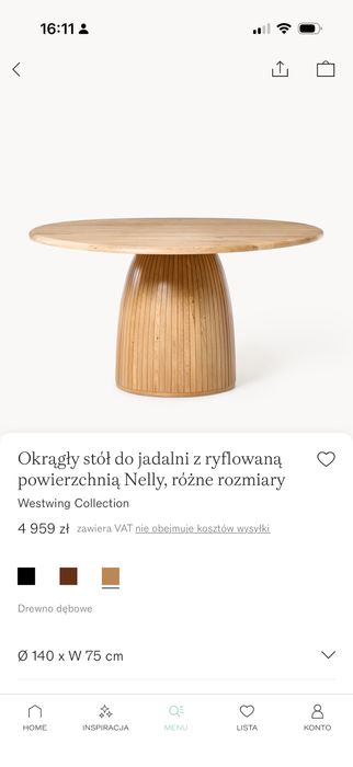 Stół okrągły, dębowy 140 cm -  Nelly, westwing