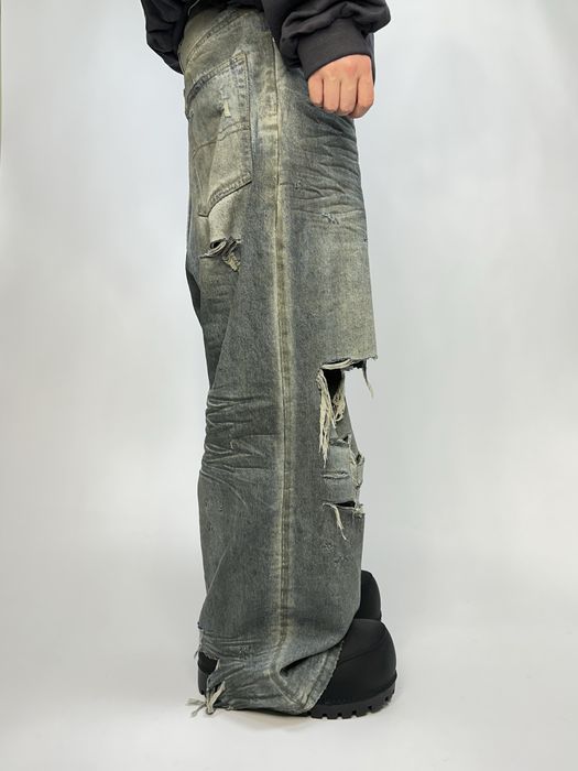 Custom baggy faded distressed джинси голубі сині кастом рвані штани L