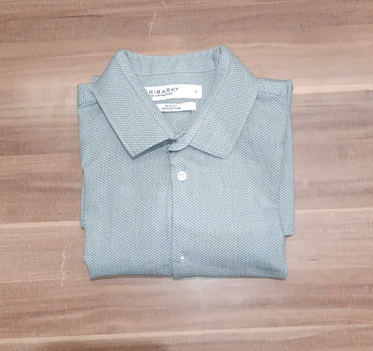 Casualowa koszula męska z długim rękawem Slim Fit L bawełniana szara
