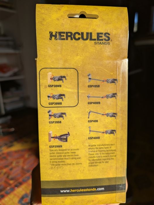 Dois Suportes de Guitarra para parede Hercules Guitar Hanger GSP39WB