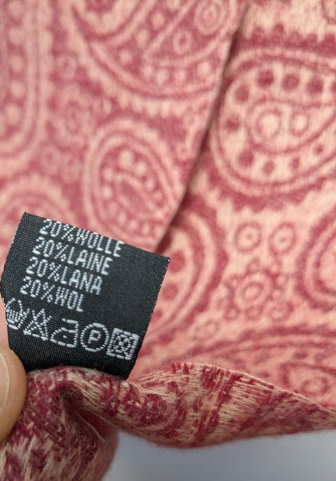 Indyjski duży szal, wełna, wiskoza, z orientalnymi kwiatami dwustronny