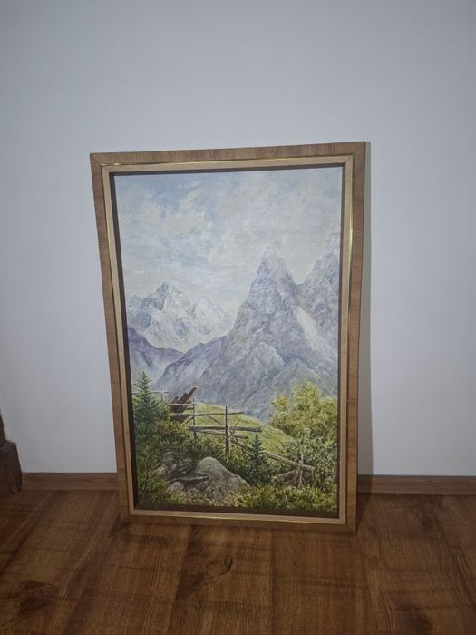 Pieekny Obraz krajobrazu na płycie drewnianej.