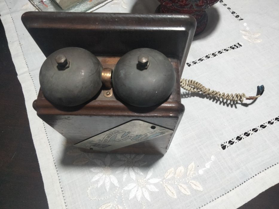 Rara caixa de campainha vintage em madeira (Bell Set No 1) - North American Philips Co. vintage