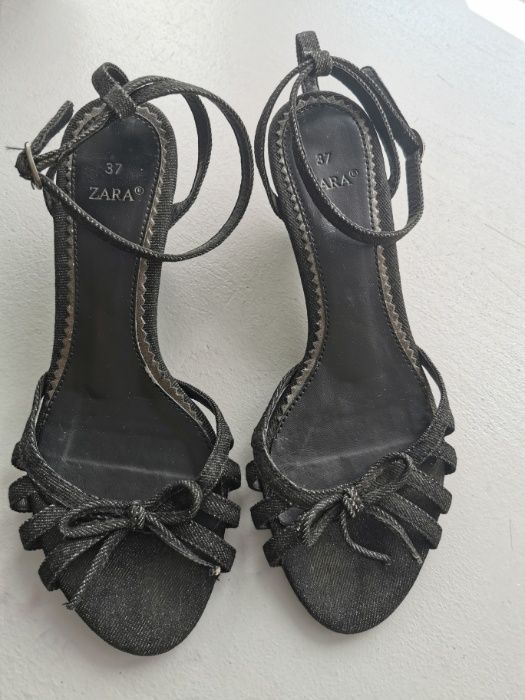 ZARA sandały JEANS tkanina navy roz. 37