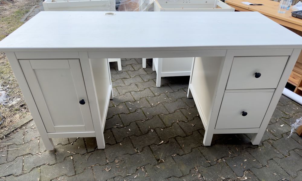 Biurko ikea hemnes lite drewno białe + Nadstawka + Dowóz Stan BDB