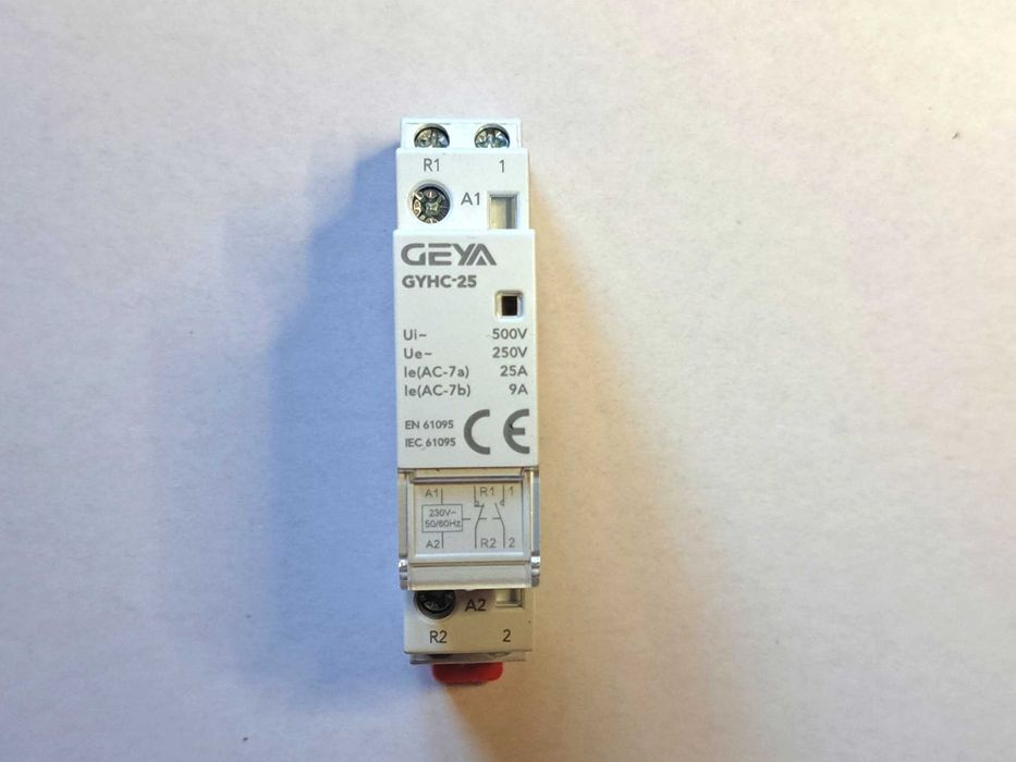Контактор GEYA на DIN-рейку, 25А, 220В 1NO 1 NC