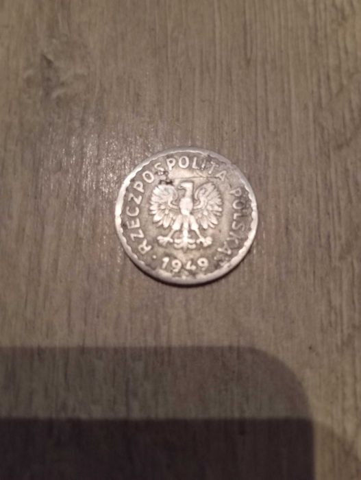 Moneta 1 zł z 1949 roku bez znaku menniczego