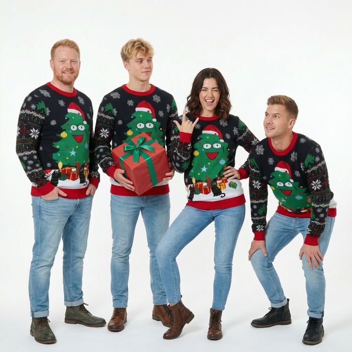 Sweter Świąteczny LED Dzianinowy Unisex XL Czarny