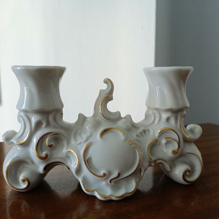 Porcelanowy świecznik Wallendorf 1764. Sygnatura. Vintage!