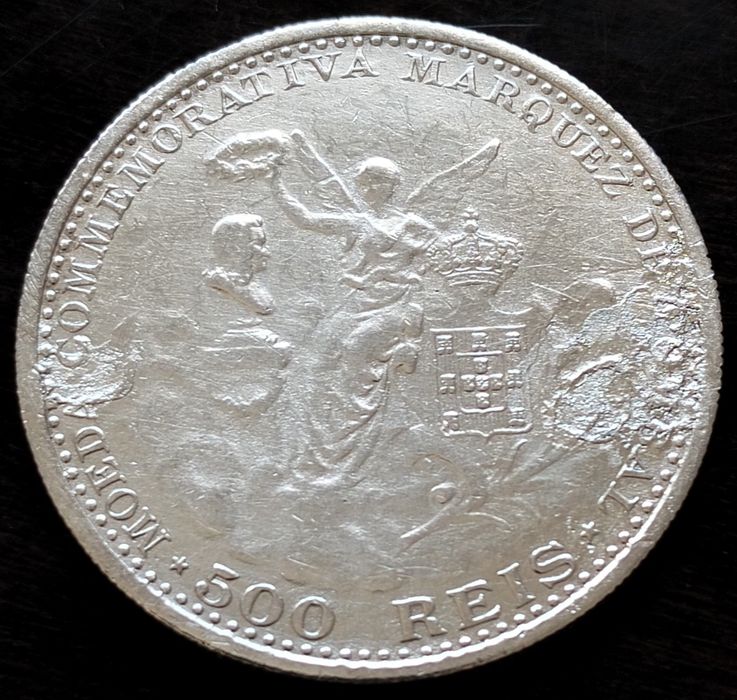 Lote 2 moedas 500 Réis 1901/500 Réis 1910 Marquês Pombal Estado Belas