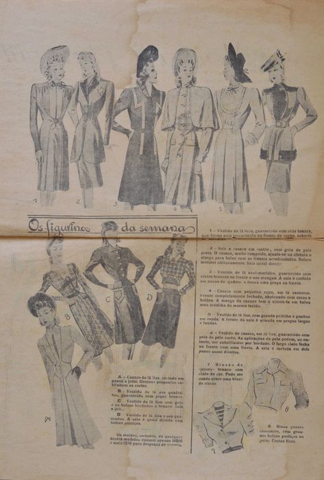 Jornal O SÉCULO - Suplemento antigo Modas e Bordados - moda estilismo