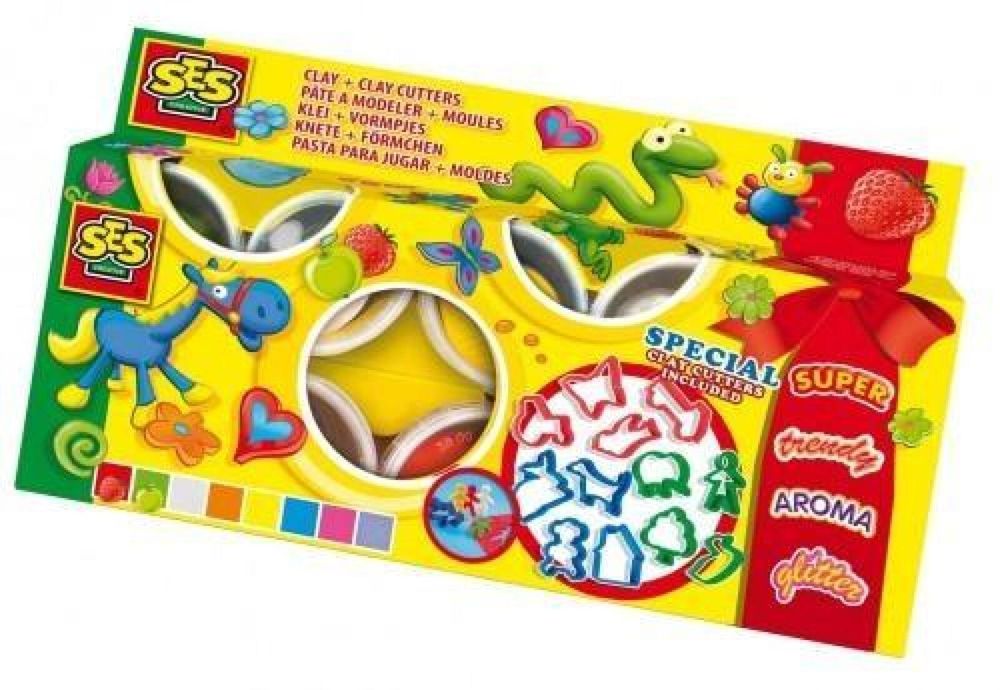 Ciastolina - Zestaw 8 kolorów + 12 foremek SES NL pudełko,203x358 mm