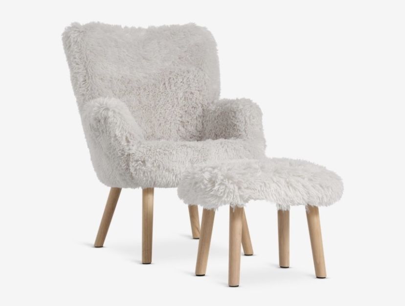 NOWY Fotel z podnóżkiem Pluszowy