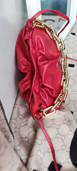 NOWOŚĆ! Piękna czerwona torebka TORBA damska marszczona Prezent Święta