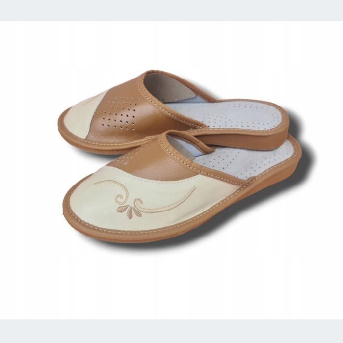 Kapcie łapcie damskie skórzane pantofle klapki polski producent 41 roz