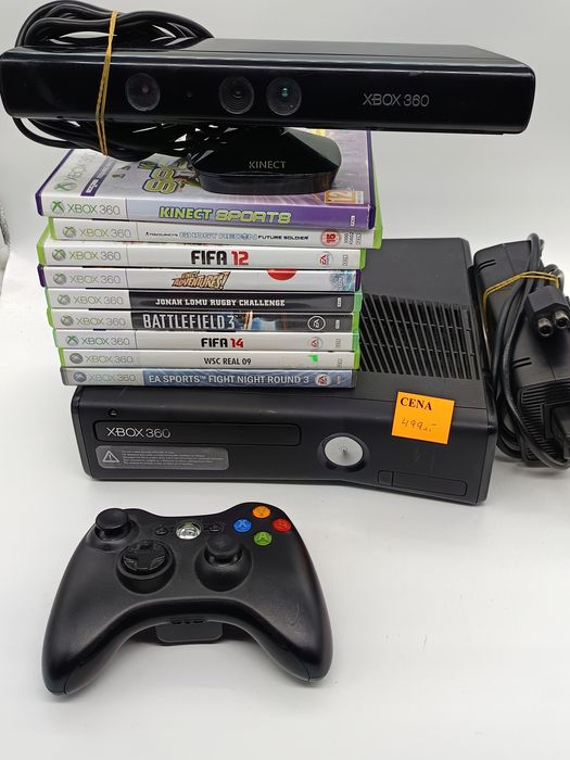 konsola xbox 360 s 250 gb + pad + zestaw gier + sensor kinect