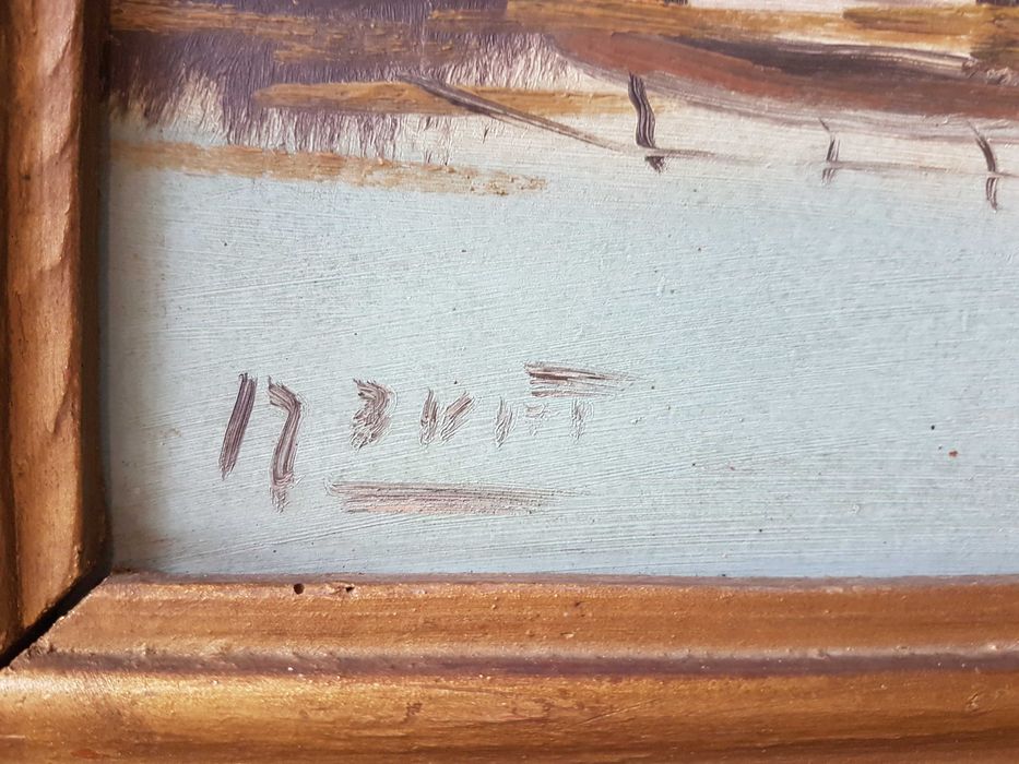 Bardzo stary olejny obraz na desce - podpisany wyprzedaż okazja!