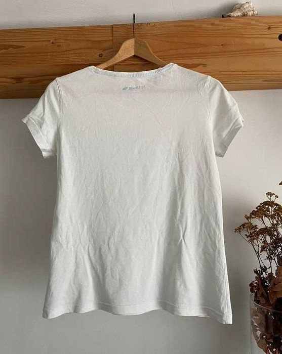 T-shirt koszulka damska logo firmowa 4F basic bawełniana biała M/38