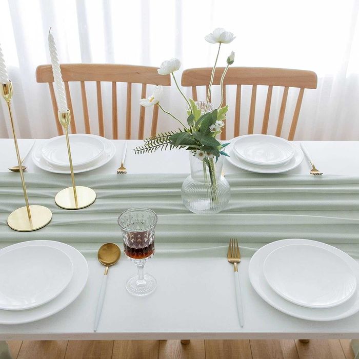Bieżnik stołowy/ obrus/ wesele/ jasny zielony/ 300x70cm !874-U!