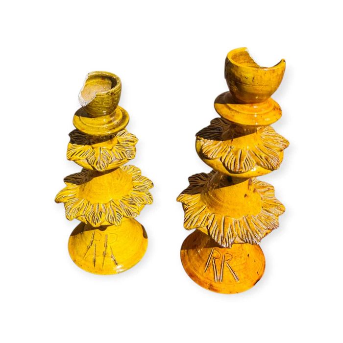 Conjunto Castiçais Cerâmica • Rosa Ramalho • Arte Popular Portuguesa