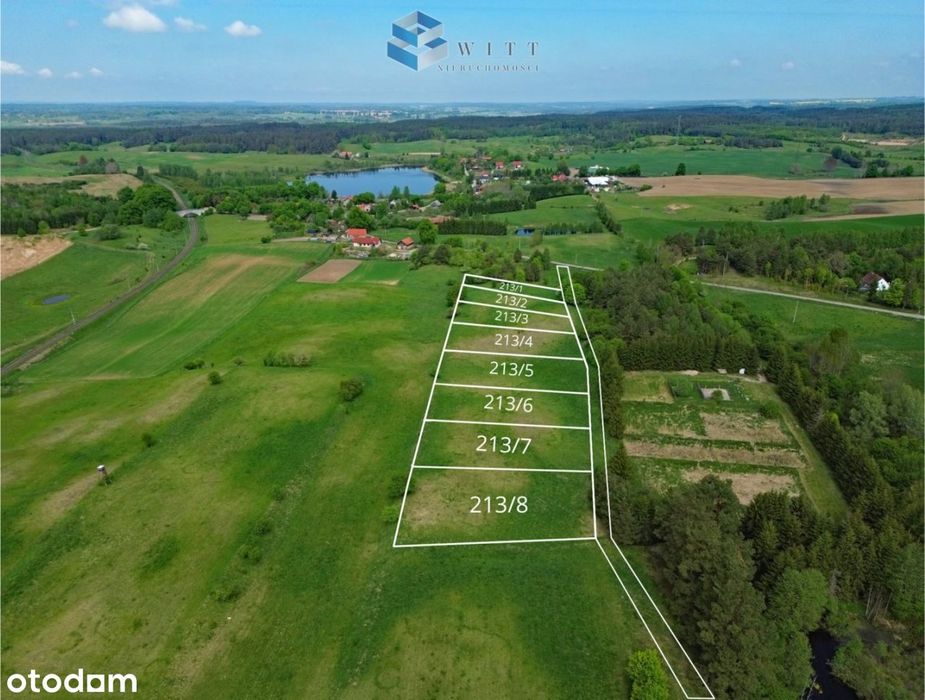 Działki na uboczu nieopodal jeziora