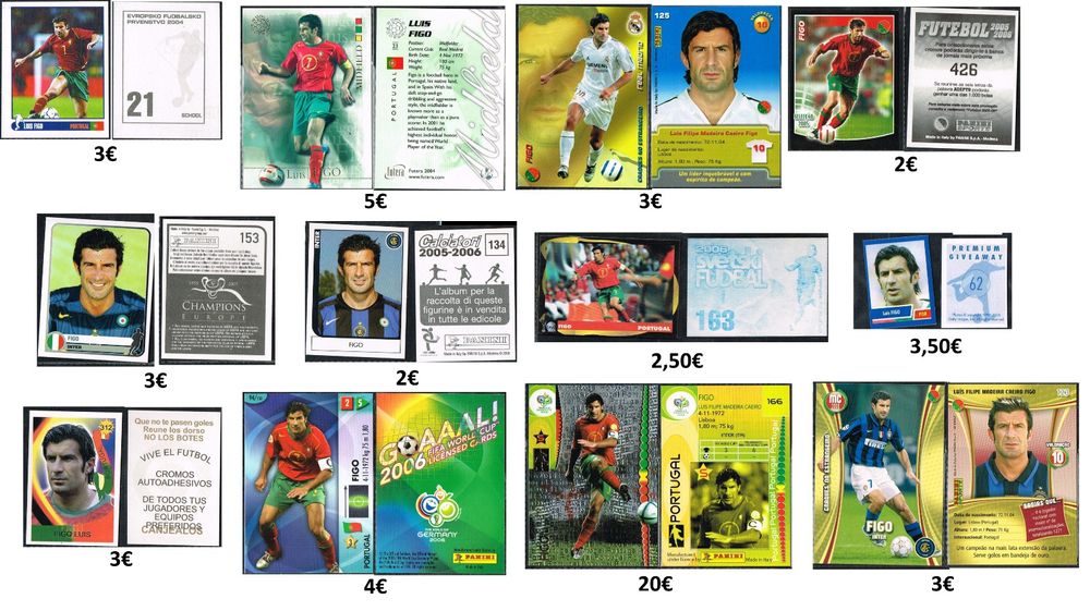 Cromos e cards Luis Figo panini topps Merlin