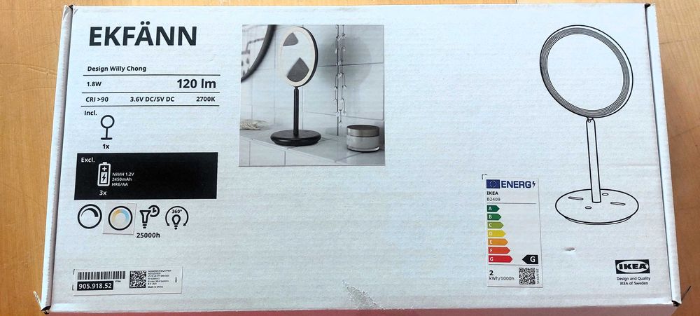 Lusterko  kosmetyczne EKFANN z IKEA podświetlane