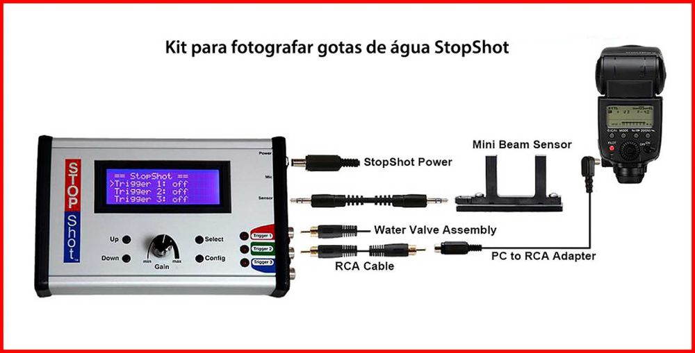 Kit para fotografar gotas de água Stopshot