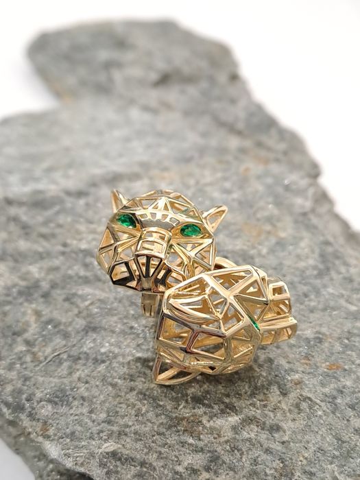 Złote kolczyki Pantery 585 Nowe Angielskie zapięcie