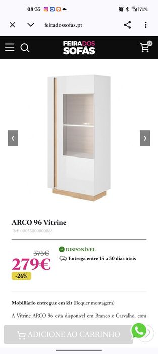 Móvel de Sala Completo ARCO (Feira dos Sofás) – Branco e Carvalho