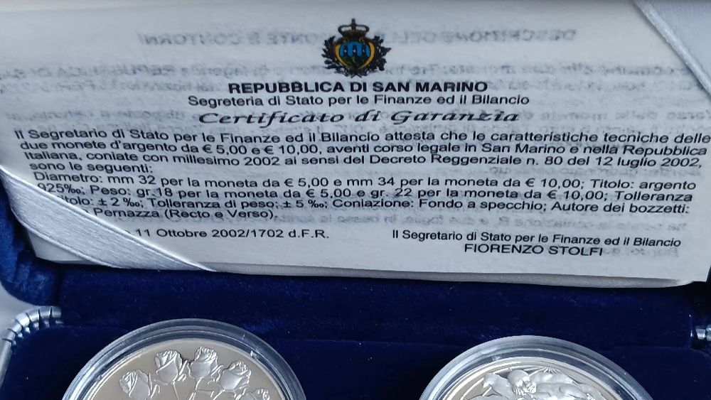Conjunto 2 moedas S. Marino de 2002