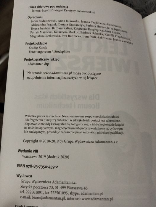 Opracowania lektur szkolnych i wierszy do liceum i technikum