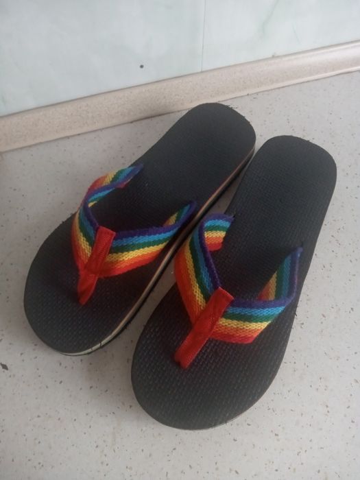 Retro vintage lata 70-80 klapki rimbow flip-flop