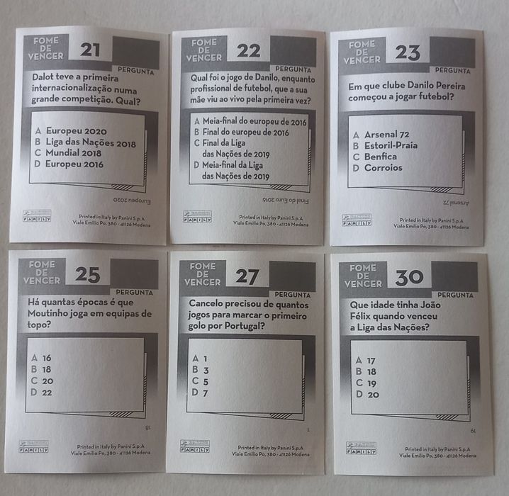 Conjunto 6 cromos Fome de vencer