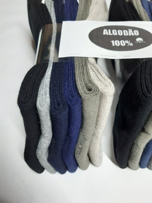 Meias em algodão 100%, pack de 12 pares