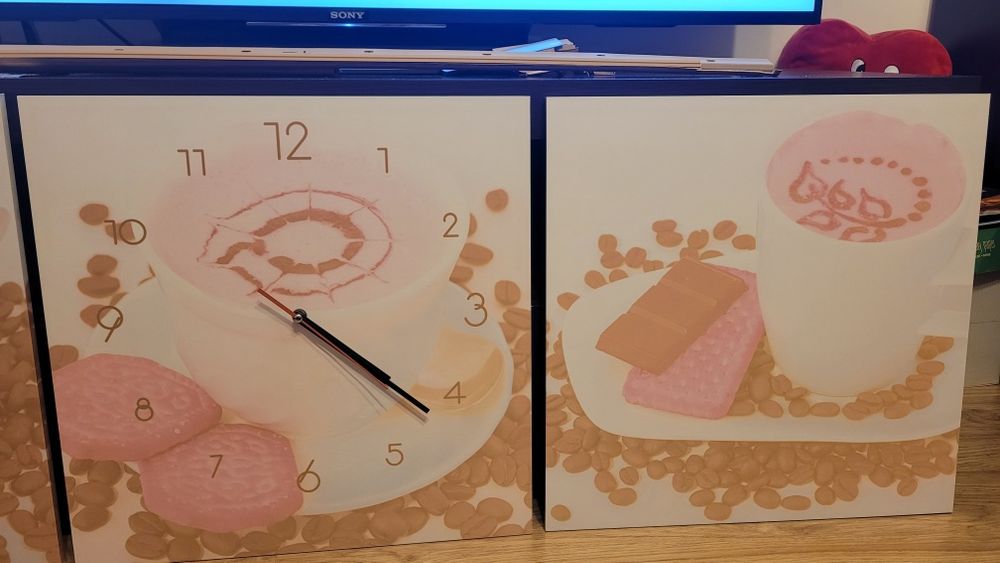 Obraz zegar tryptyk kawa do kuchni