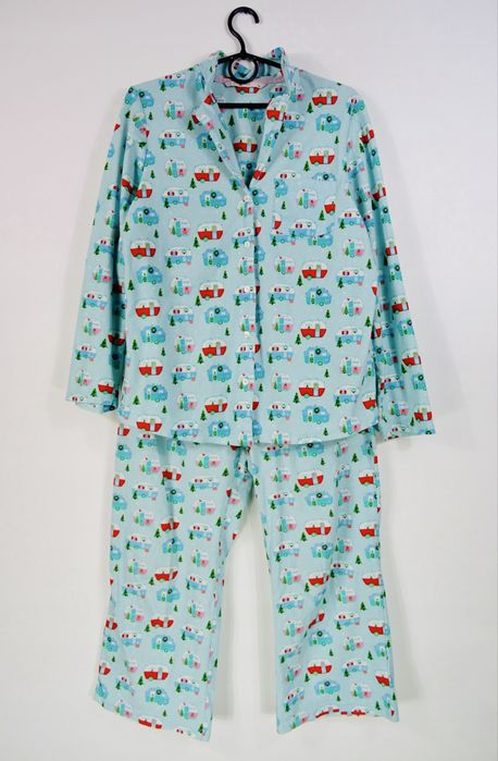 Tu piżama Świąteczny motyw przyczepy kampingowe  camping Polar turkus