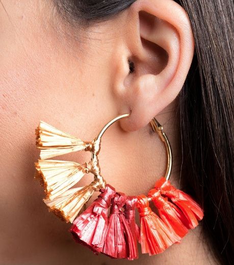 Brincos de argola com detalhe de borlas, NOVOS